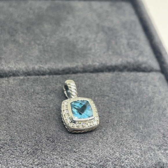 David Yurman Petite Albion Pendant with Blue Topaz and Diamonds - Picture 9 of 10
